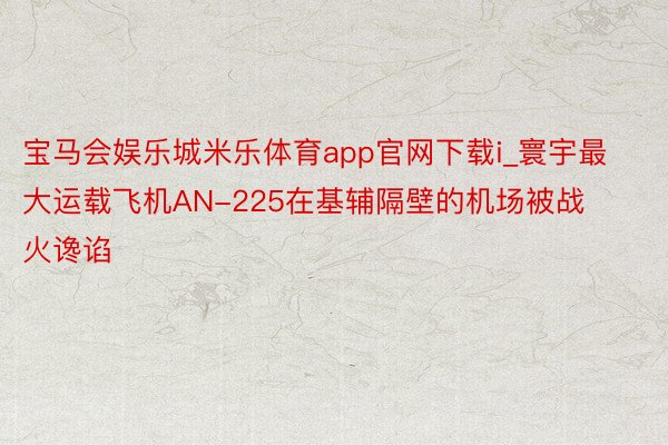 宝马会娱乐城米乐体育app官网下载i_寰宇最大运载飞机AN-225在基辅隔壁的机场被战火谗谄