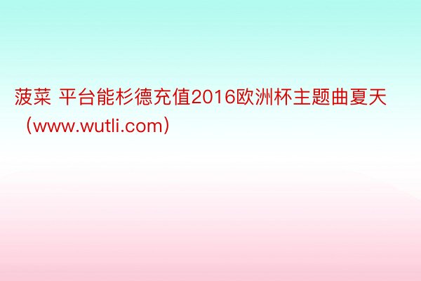 菠菜 平台能杉德充值2016欧洲杯主题曲夏天（www.wutli.com）