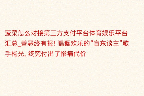 菠菜怎么对接第三方支付平台体育娱乐平台汇总_善恶终有报! 猖獗欢乐的“盲东谈主”歌手杨光, 终究付出了惨痛代价